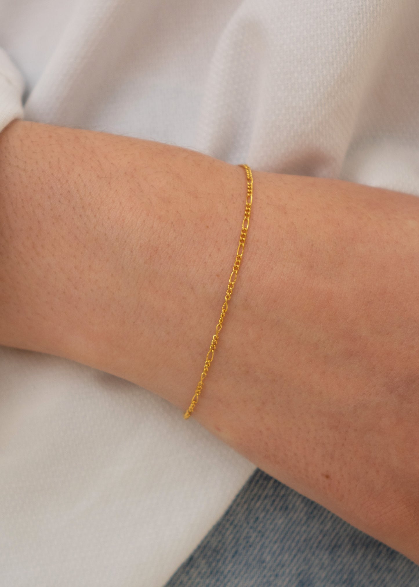 Gold Flat Figaro Bracelet