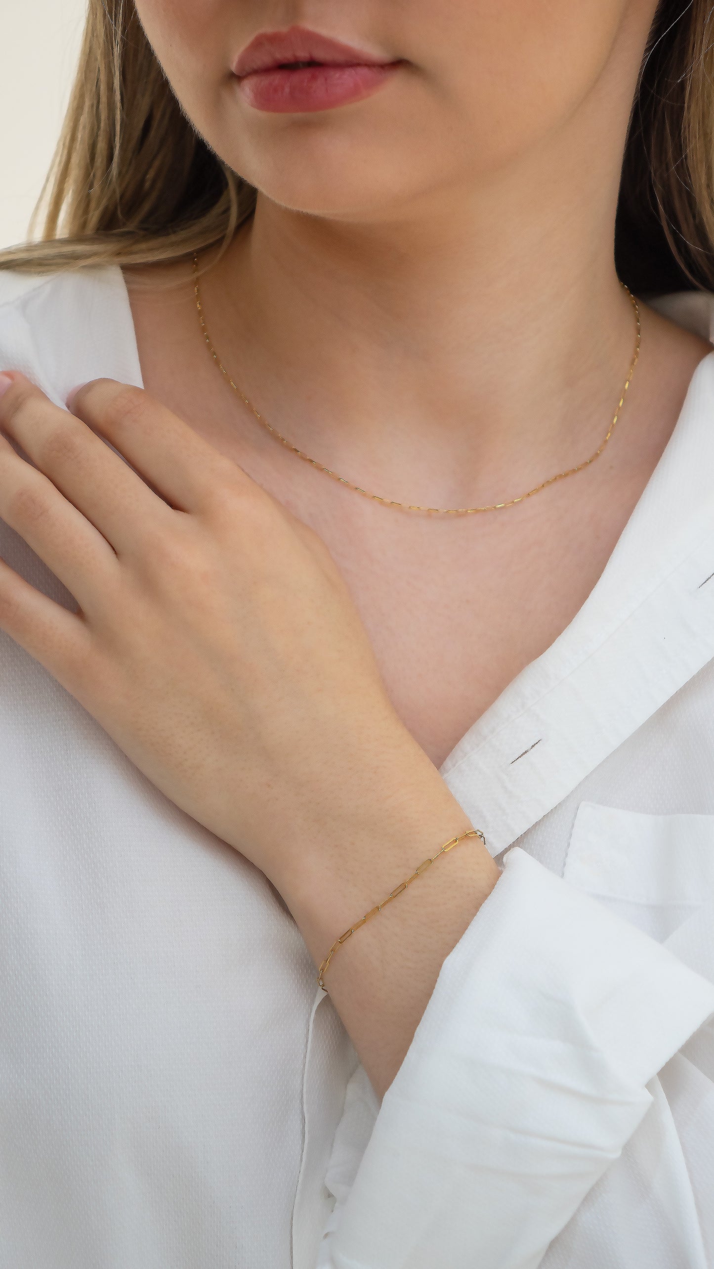 Gold Mini Paperclip Necklace